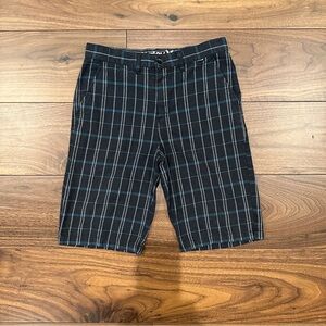 Hurley Black and Blue Flat Front Shorts Smart Casual